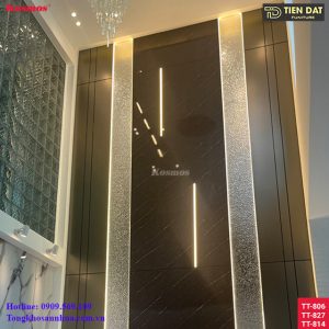 Thi công tấm ốp than tre vân vải 8mm mã TT-827